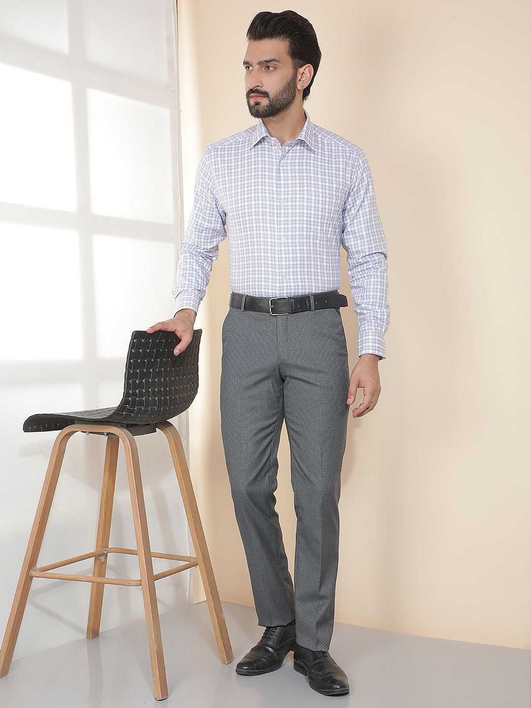 COBB DARK GREY SOLID ULTRA-FIT FORMAL TROUSER