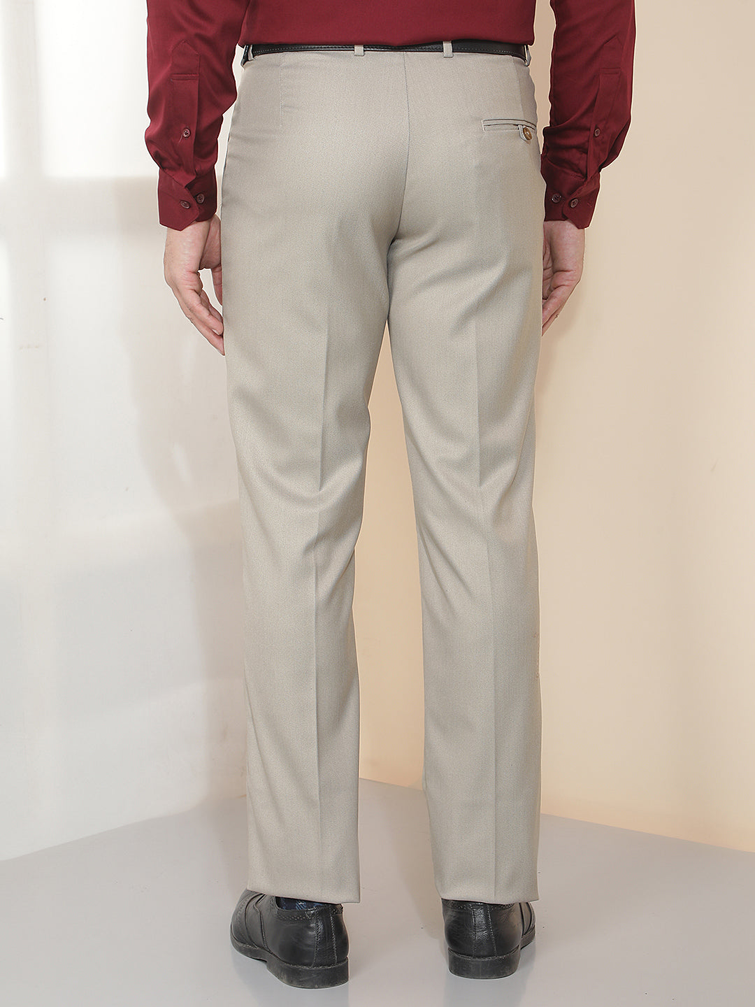 cobb fawn  solid ultra-fit formal trouser