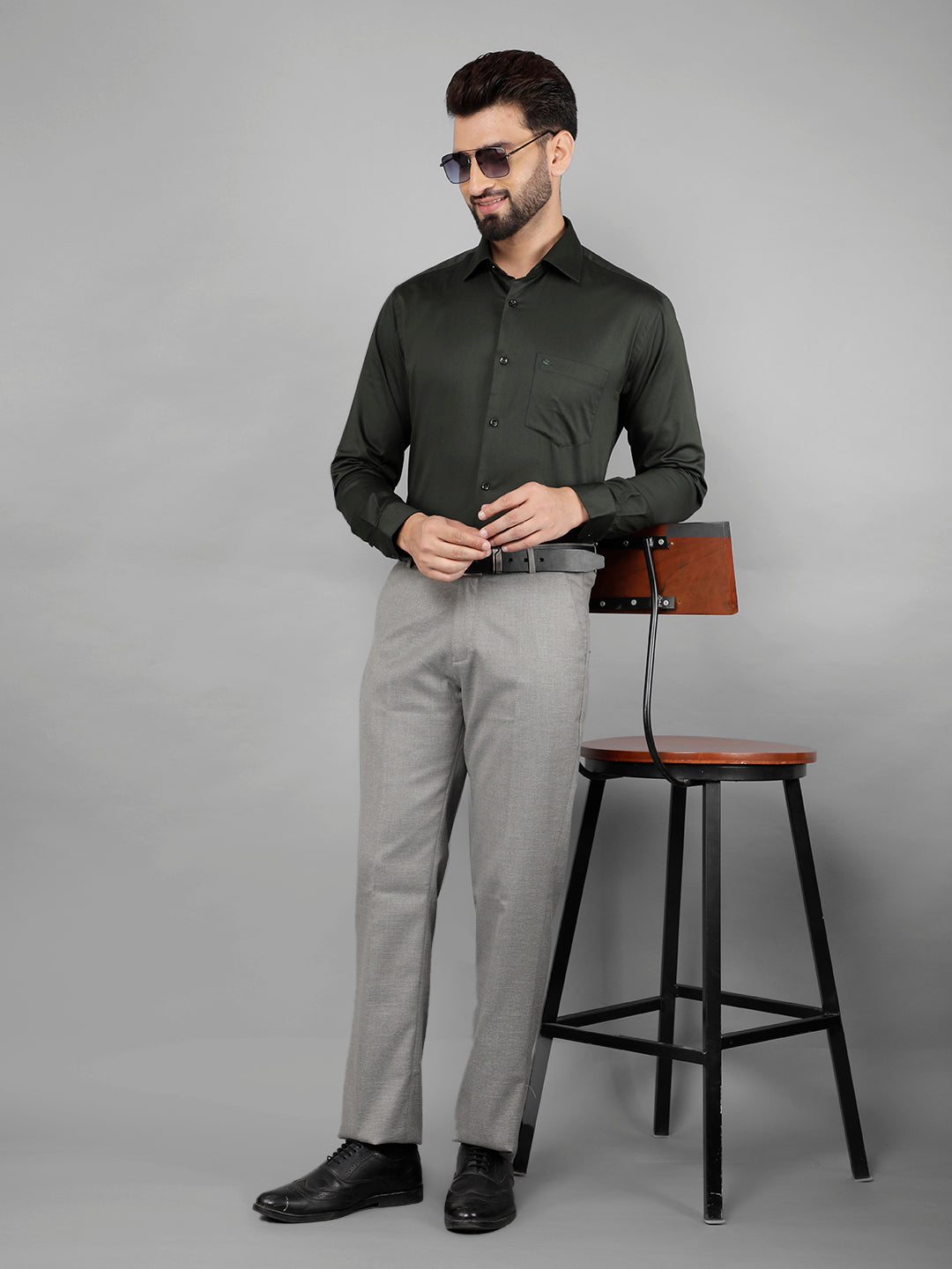 COBB MENS GREY FORMAL TROUSERS