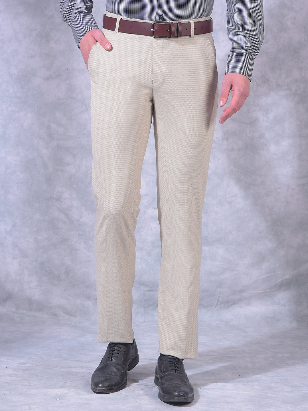 cobb beige ultra-fit formal trouser