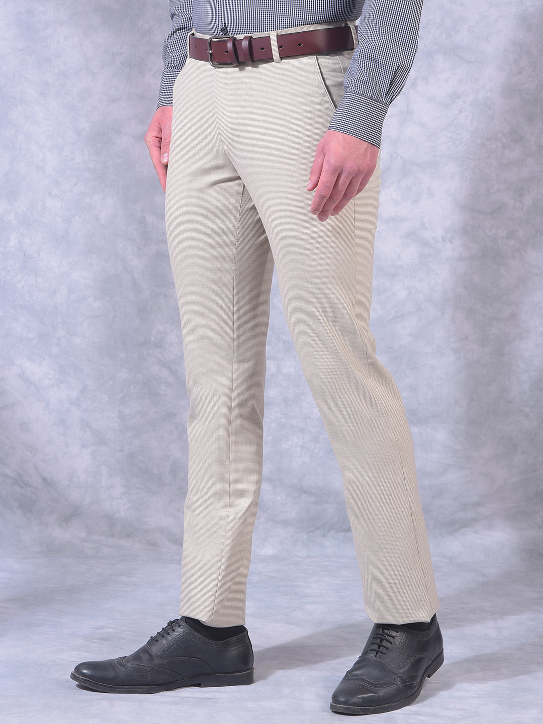 cobb beige ultra-fit formal trouser