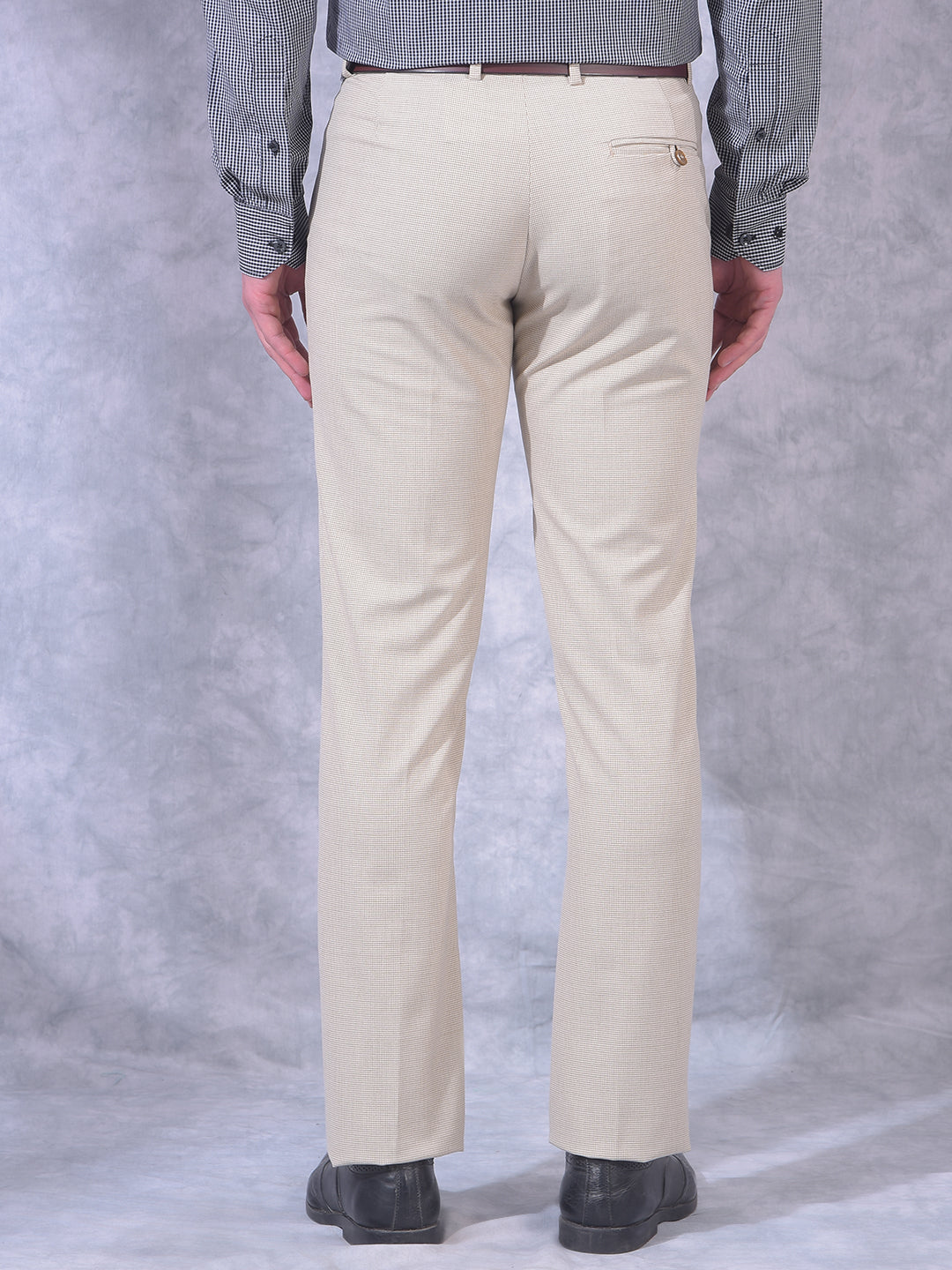 cobb beige ultra-fit formal trouser