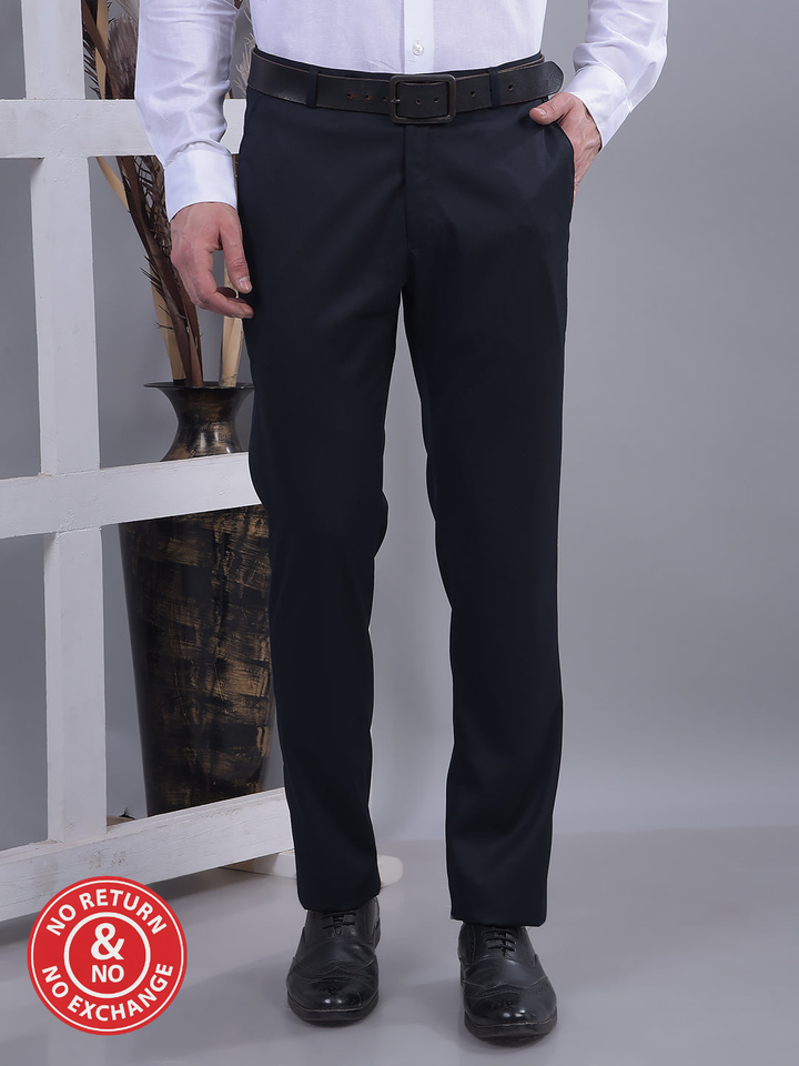COBB SOLID NAVY BLUE ULTRA-FIT FORMAL TROUSER