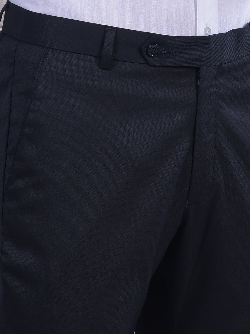 cobb solid navy blue ultra-fit formal trouser