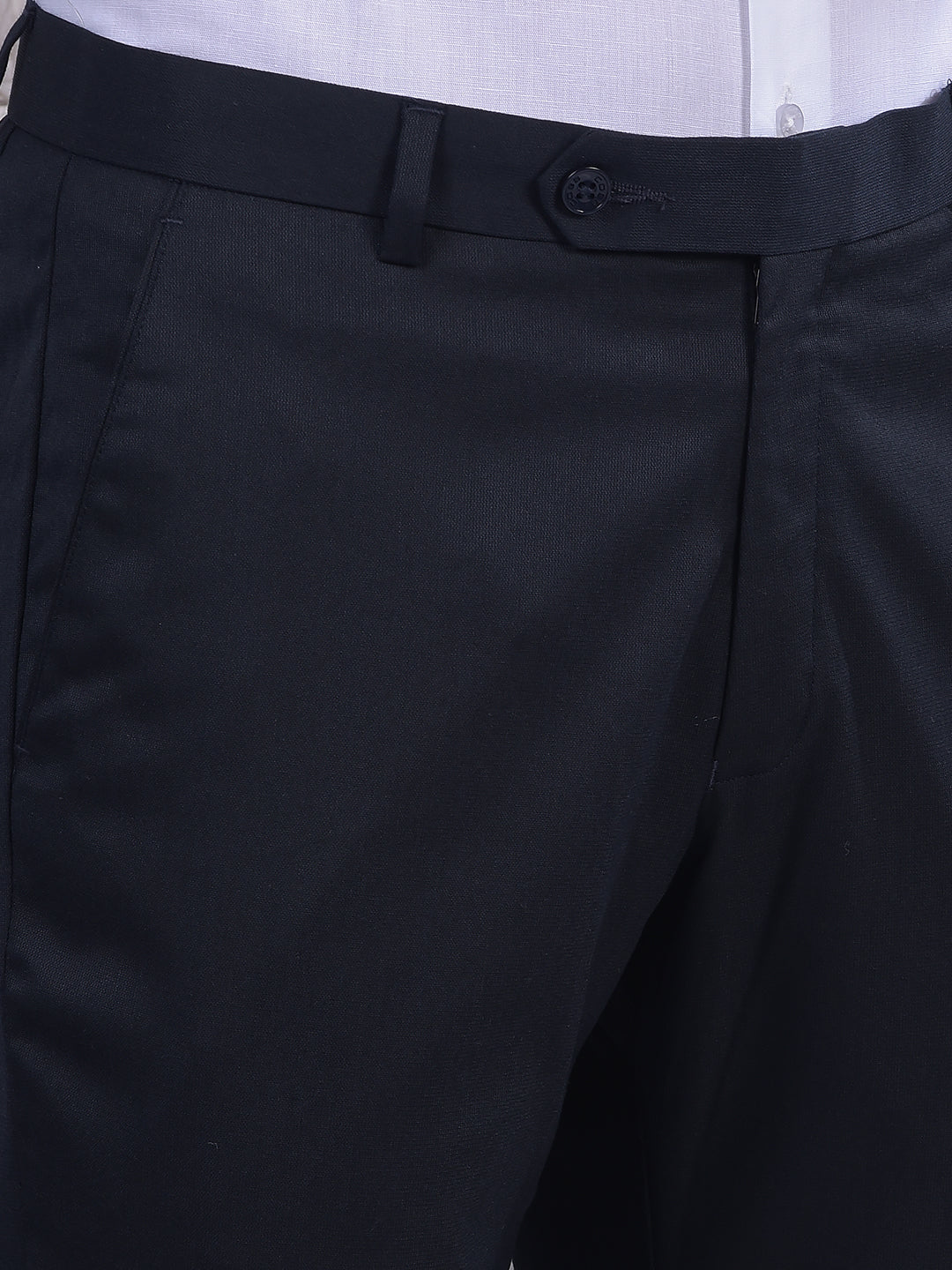 cobb solid navy blue ultra-fit formal trouser
