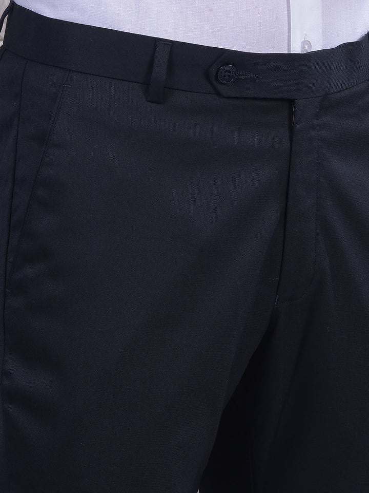 cobb solid navy blue ultra-fit formal trouser