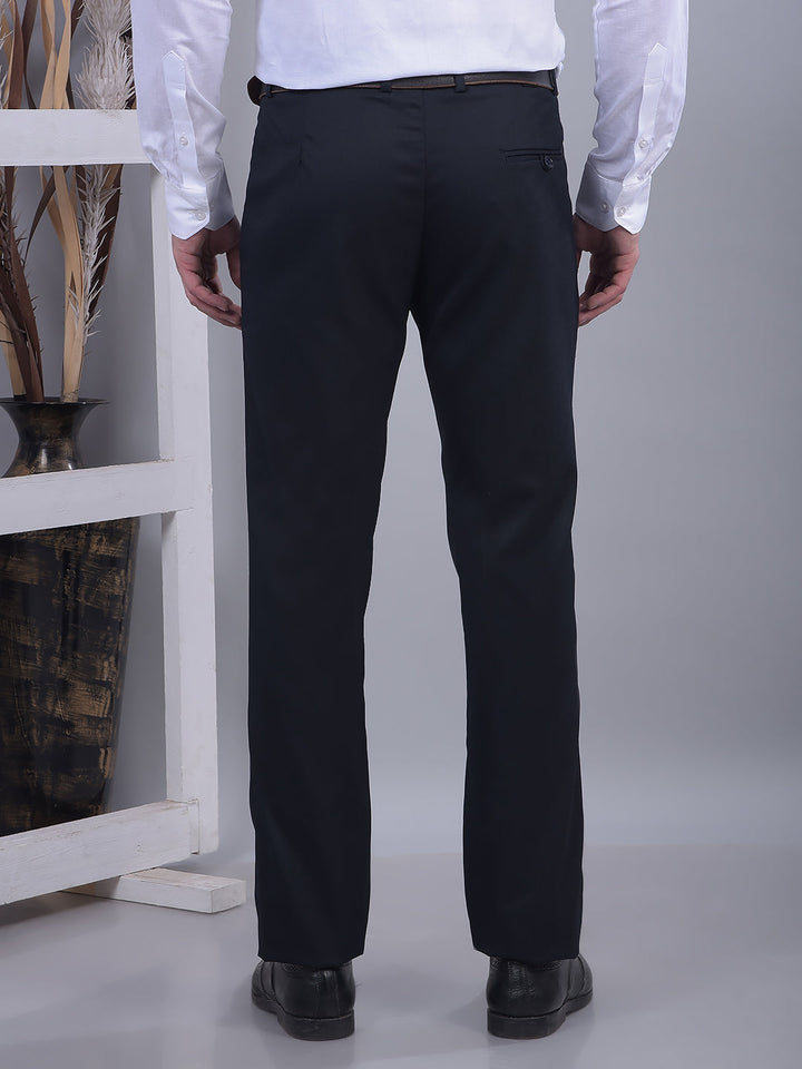 cobb solid navy blue ultra-fit formal trouser