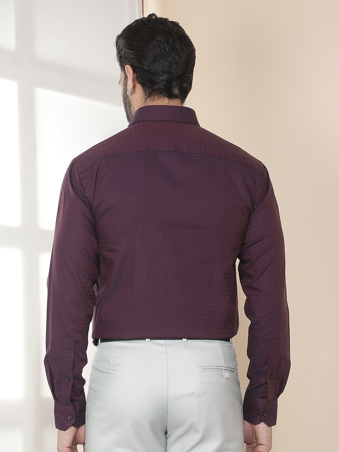 cobb maroon solid smart-fit formal shirt