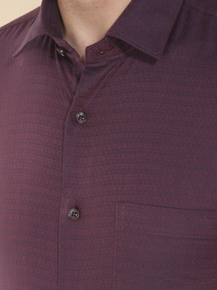 COBB MAROON SOLID SMART-FIT FORMAL SHIRT