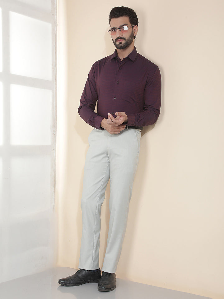 COBB MAROON SOLID SMART-FIT FORMAL SHIRT