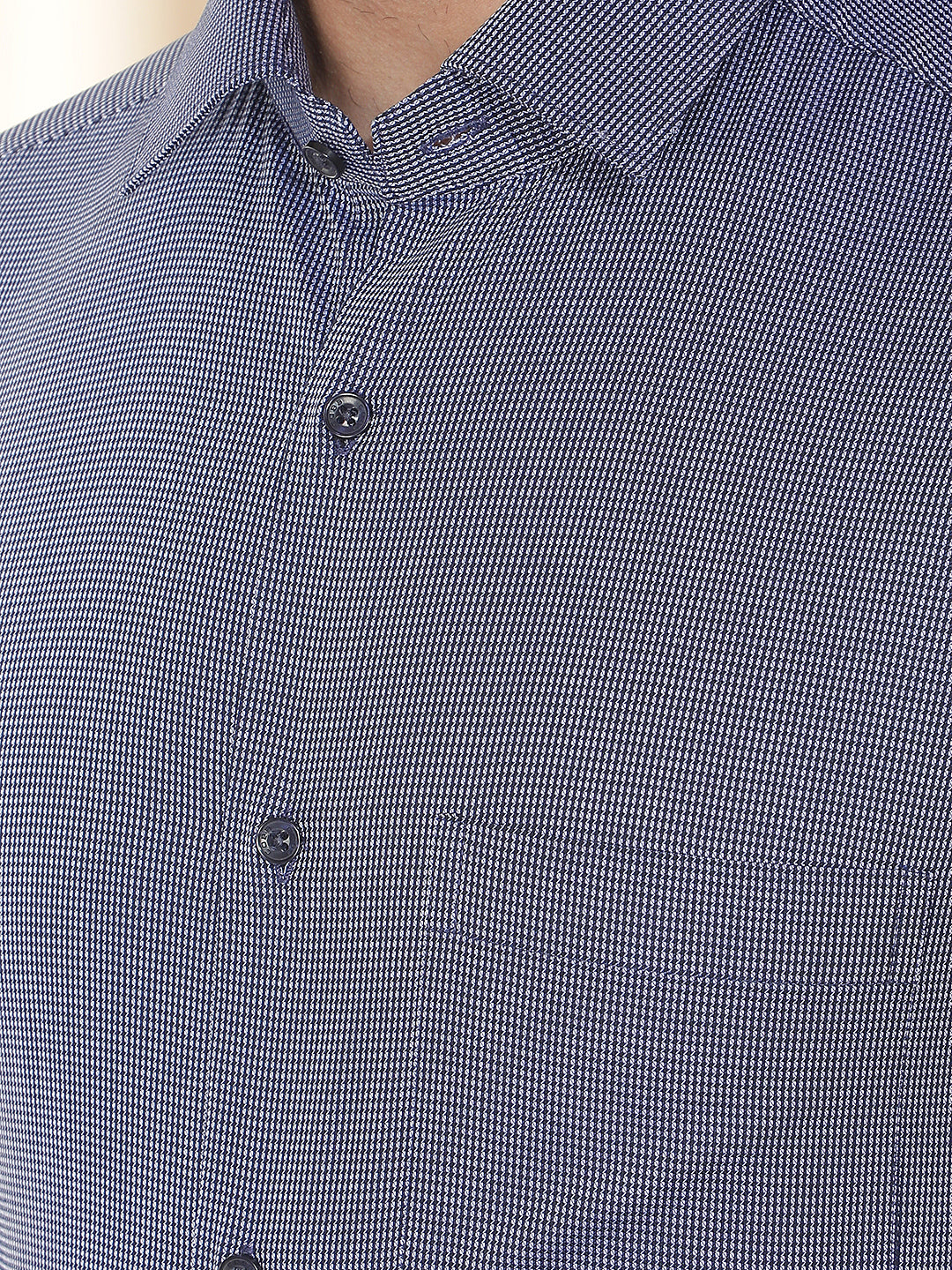 COBB NAVY BLUE SOLID SMART-FIT FORMAL SHIRT