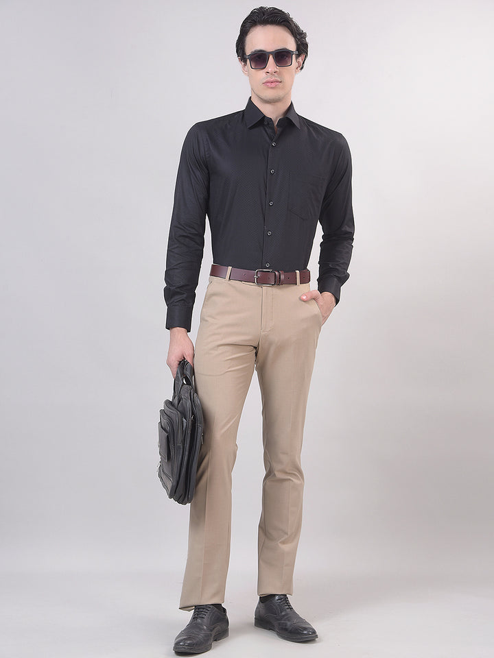 Black Self-Design Formal Shirt