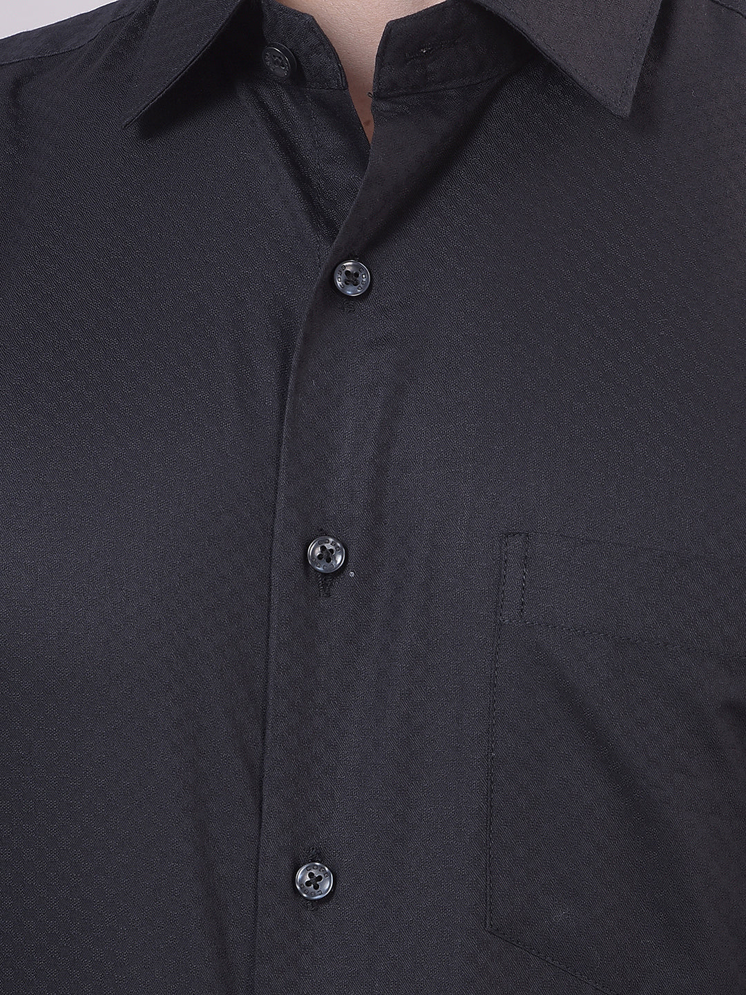 Black Self-Design Formal Shirt