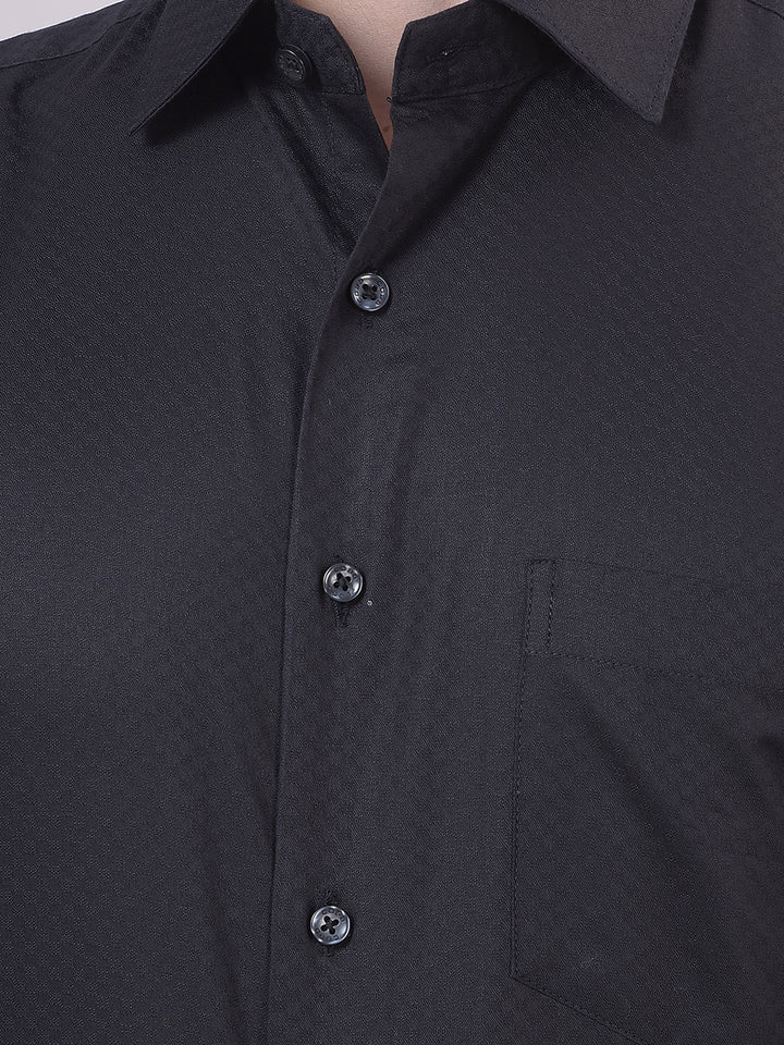 Black Self-Design Formal Shirt