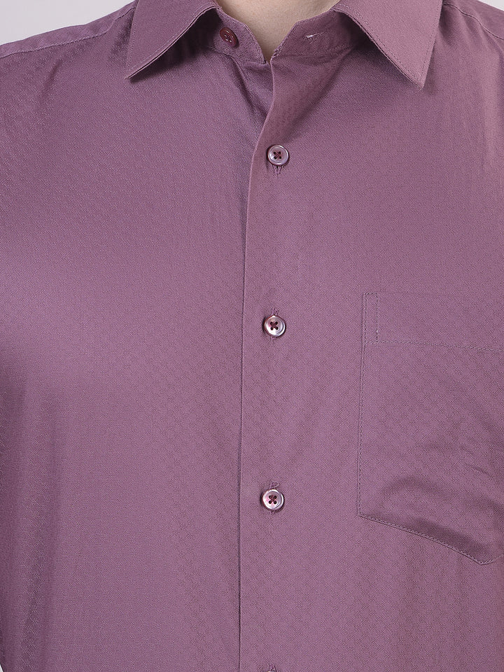 Mauve Self-Design Formal Shirt
