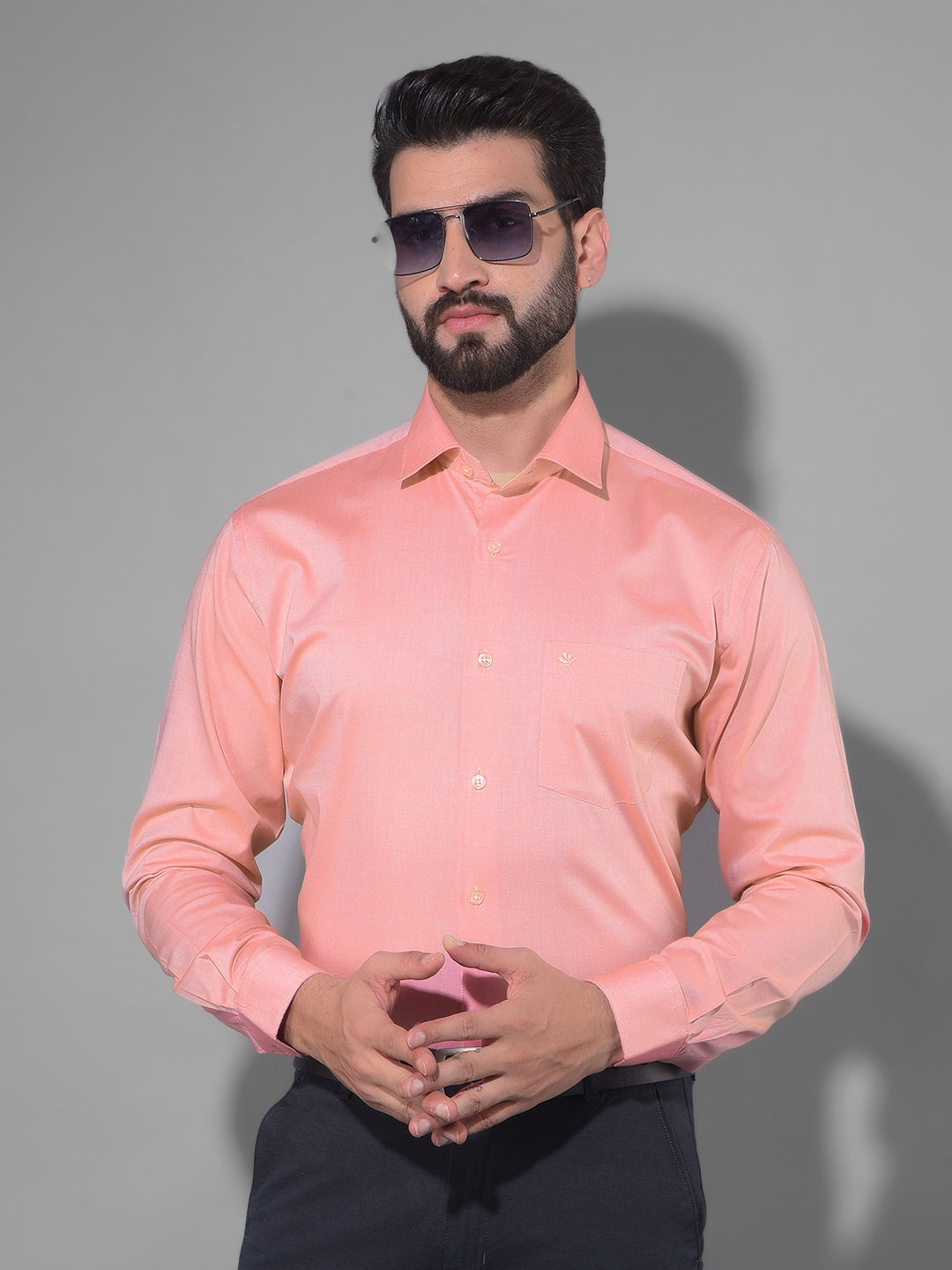 COBB SOLID PEACH SMART-FIT FORMAL SHIRT