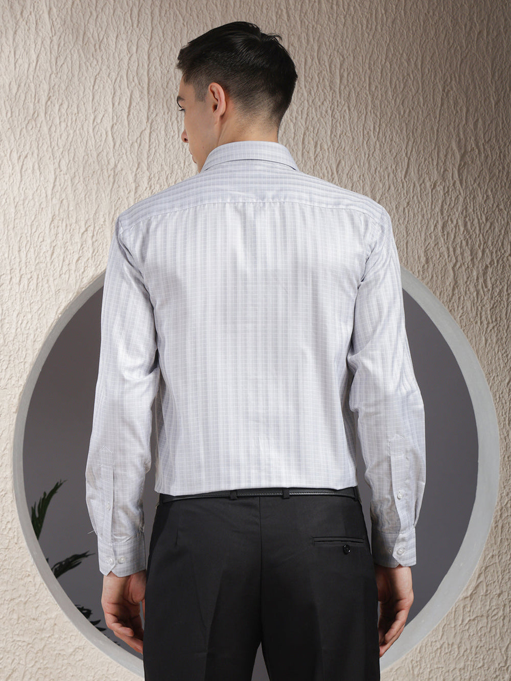 cobb grey checked smart-fit formal shirt