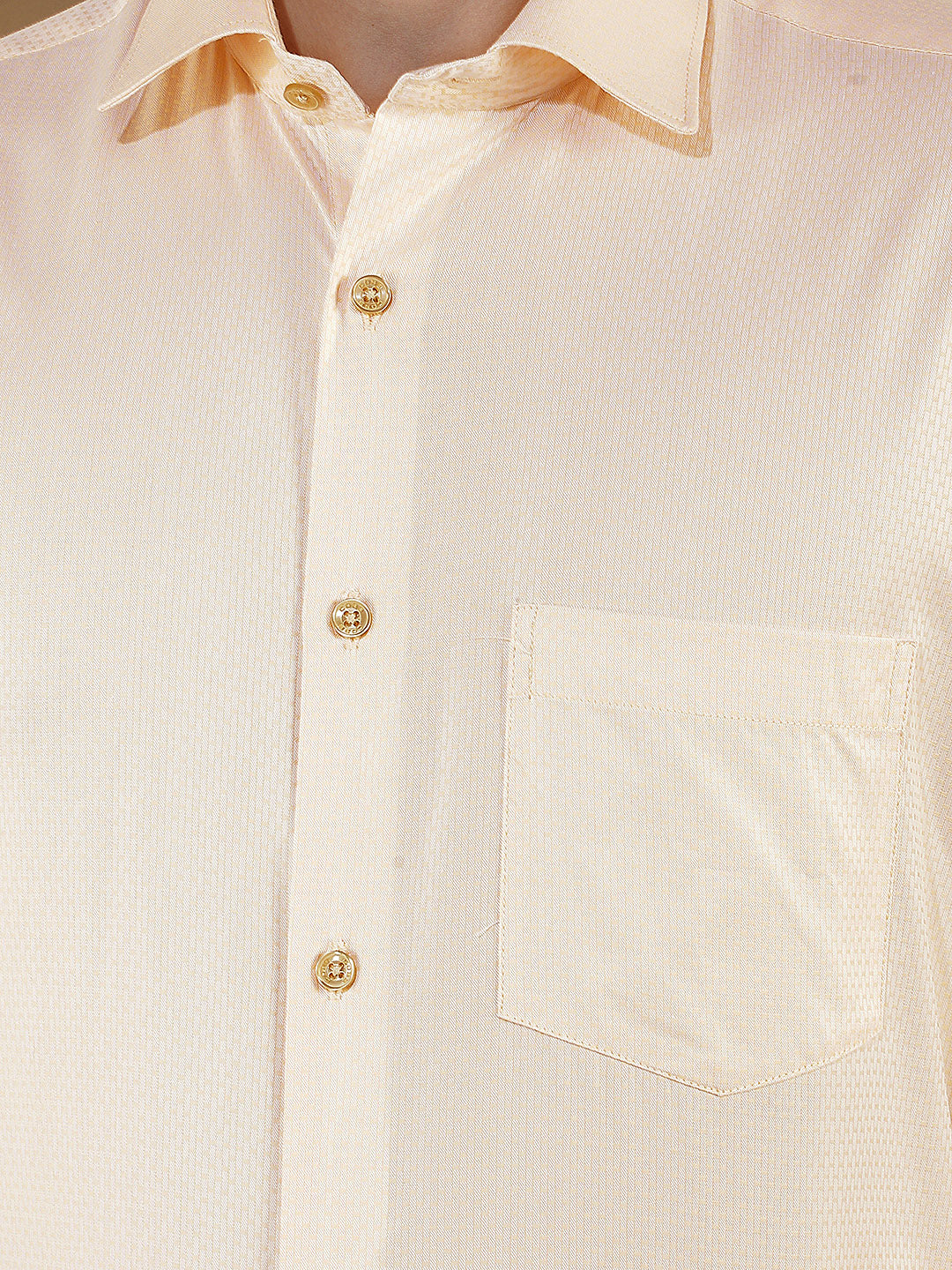 mustard self-design smart-fit formal shirt