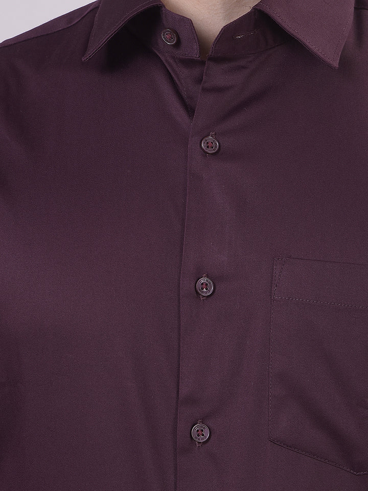 Wine Solid Stretchable Formal Shirt
