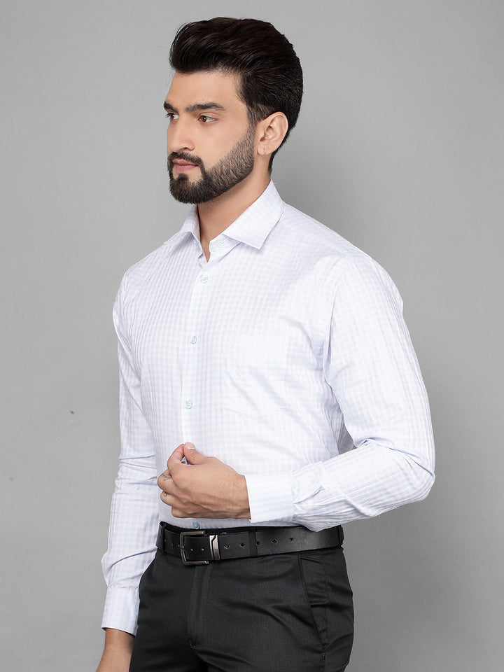 cobb sky blue striped smart-fit formal shirt