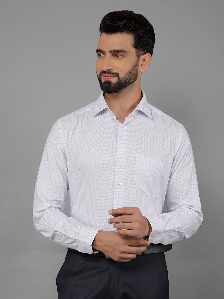 cobb white checked smart-fit formal shirt