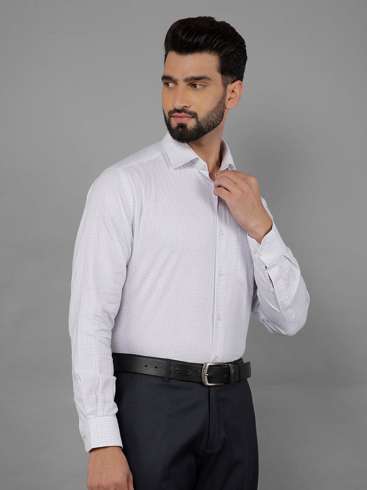 cobb white checked smart-fit formal shirt