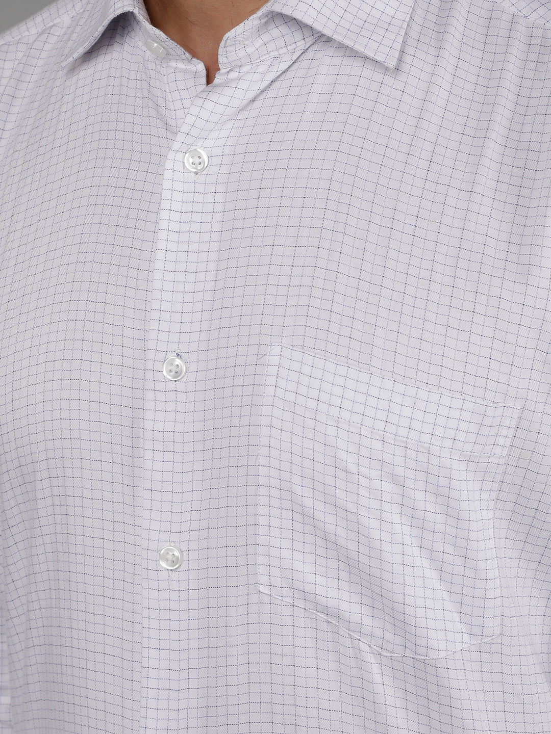 cobb white checked smart-fit formal shirt