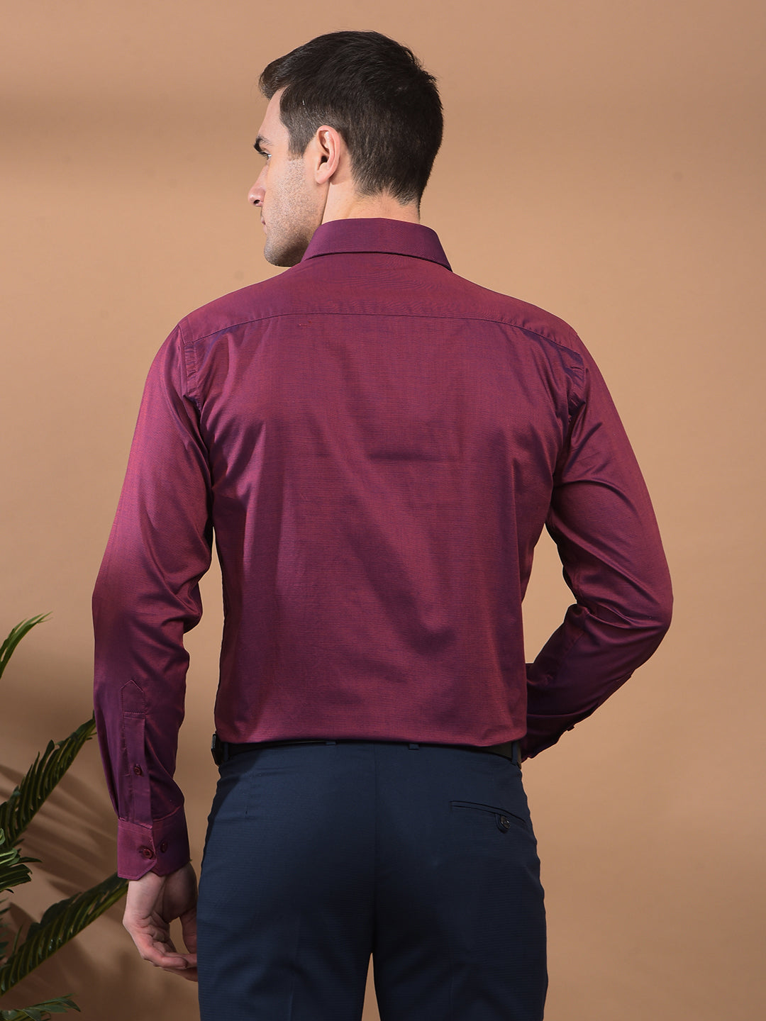 cobb solid maroon smart-fit formal shirt