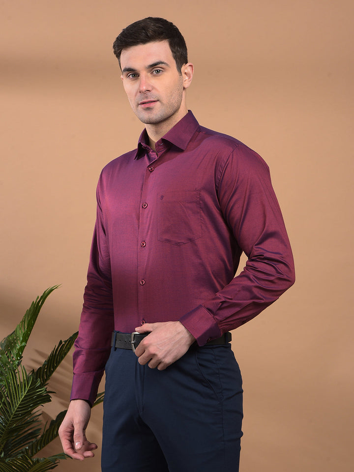 COBB SOLID MAROON SMART-FIT FORMAL SHIRT