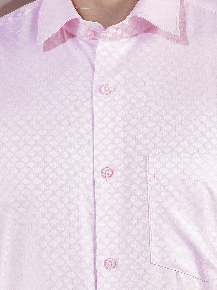 pink self-design smart-fit formal shirt