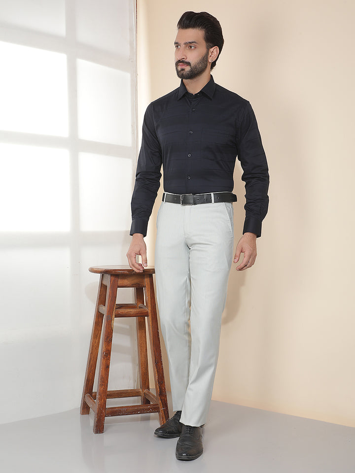 COBB NAVY BLUE SOLID SMART-FIT FORMAL SHIRT