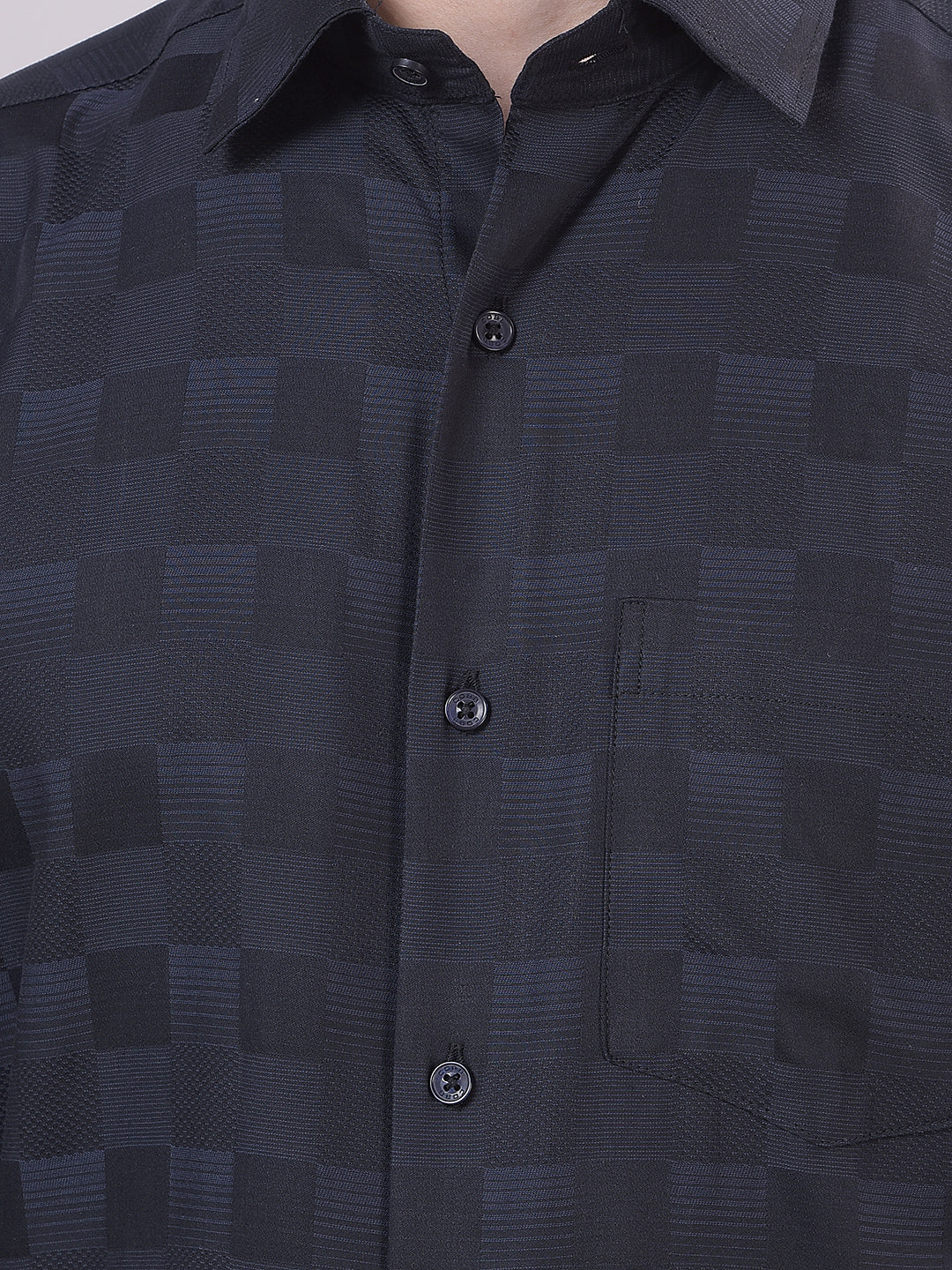 Navy Checked Formal Shirt