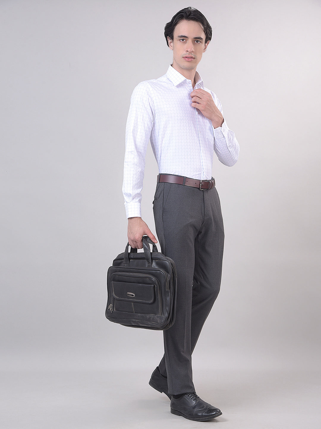 White Checked Formal Shirt