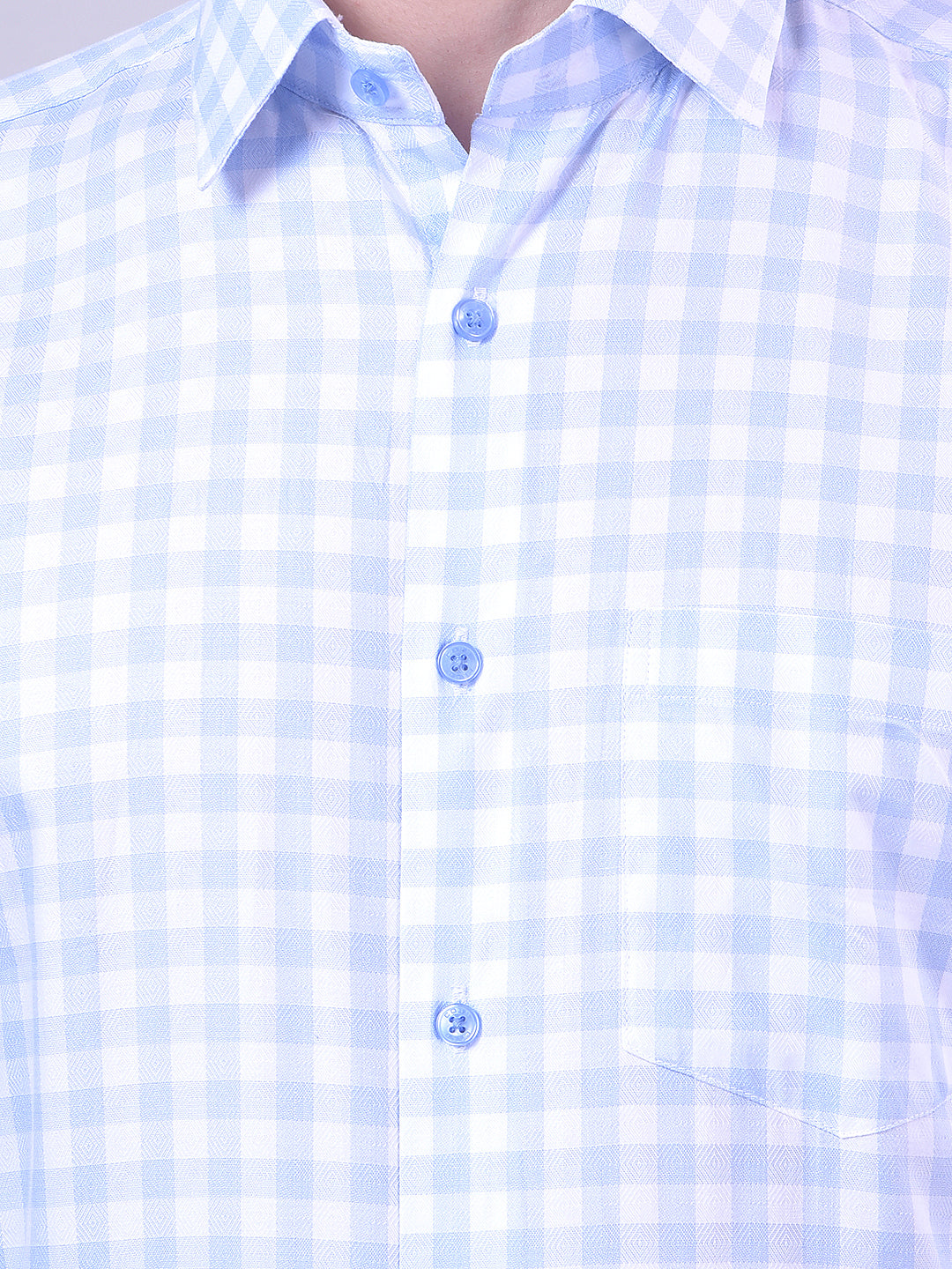 Sky Blue Checked Formal Shirt
