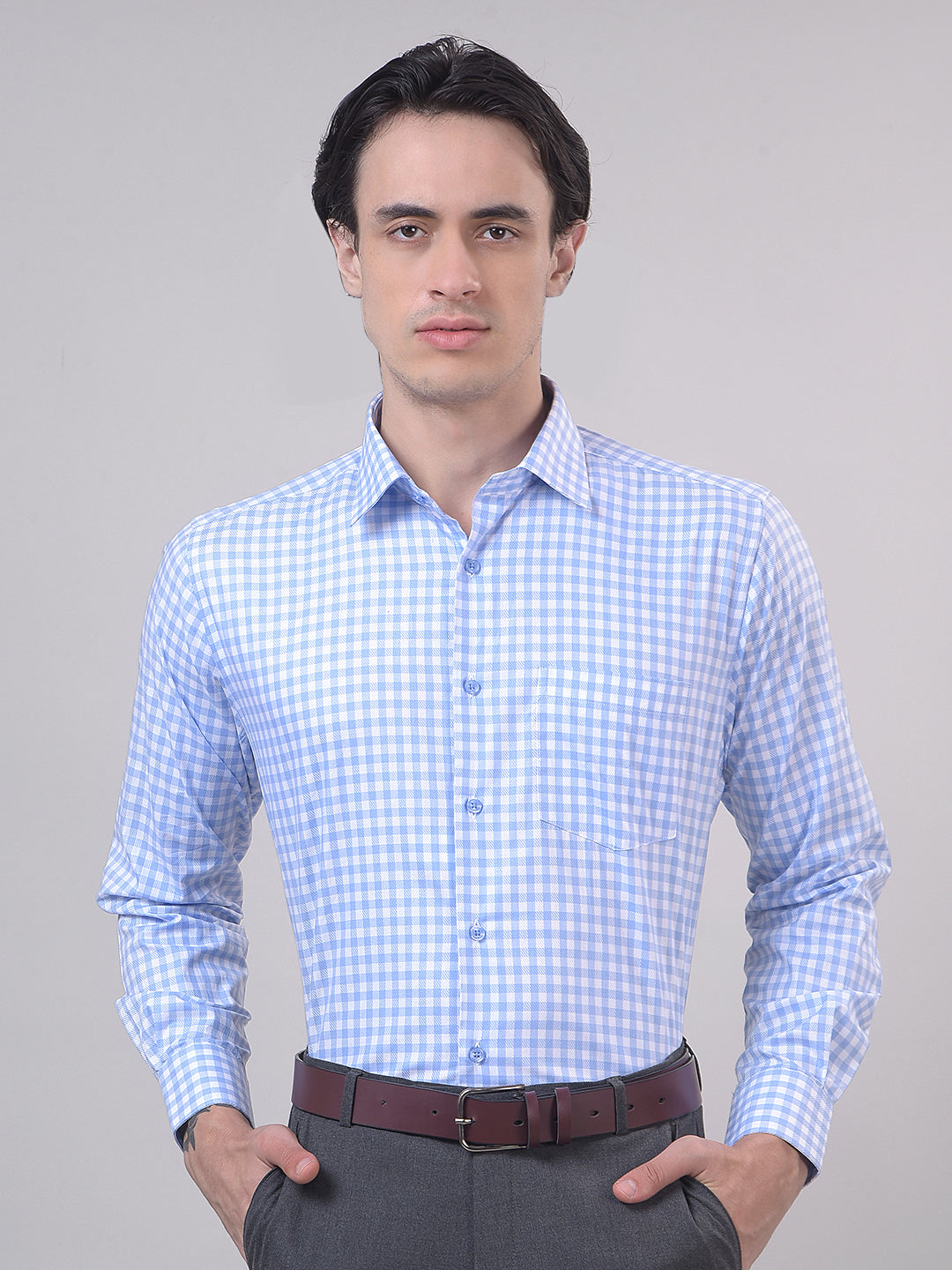 blue formal shirt