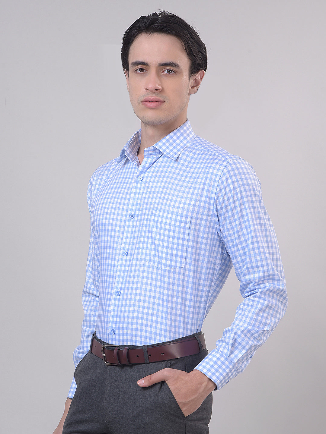 blue formal shirt