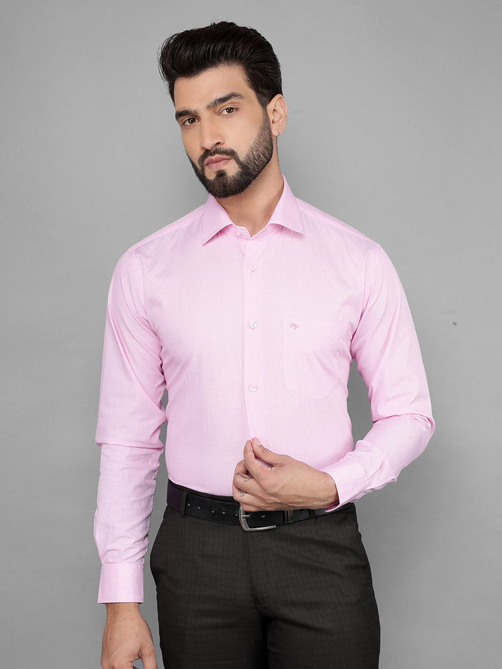 cobb solid pink smart-fit formal shirt