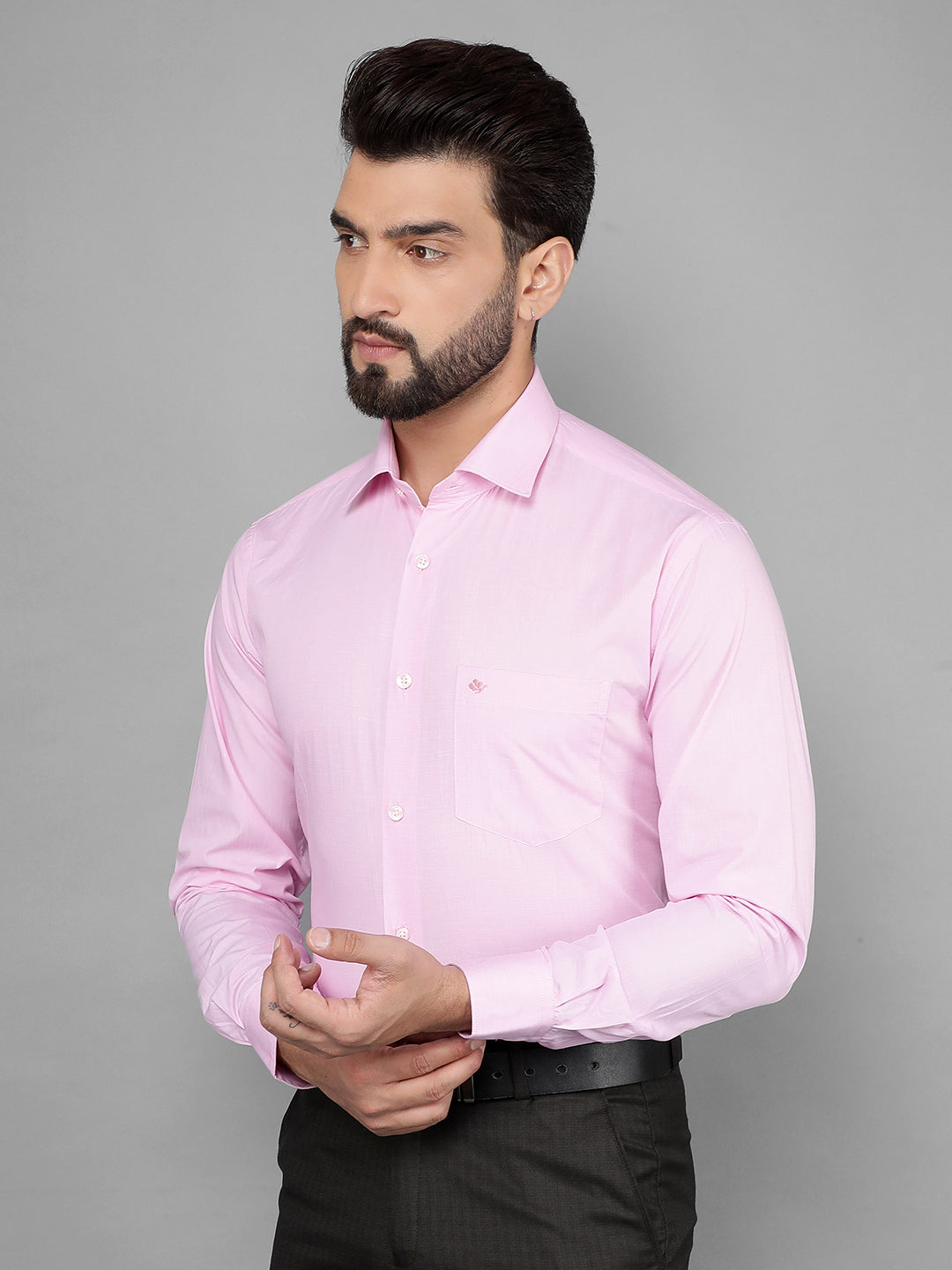 cobb solid pink smart-fit formal shirt