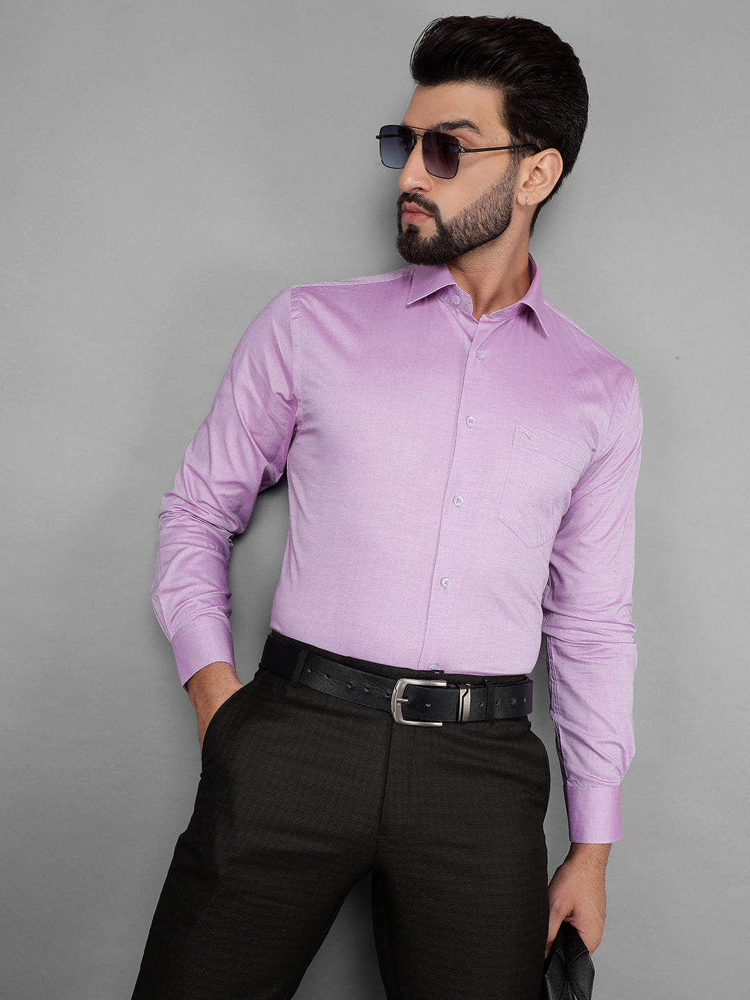 COBB SOLID PURPLE SMART-FIT FORMAL SHIRT