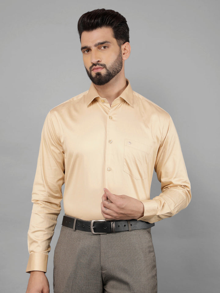 cobb solid beige smart-fit formal shirt