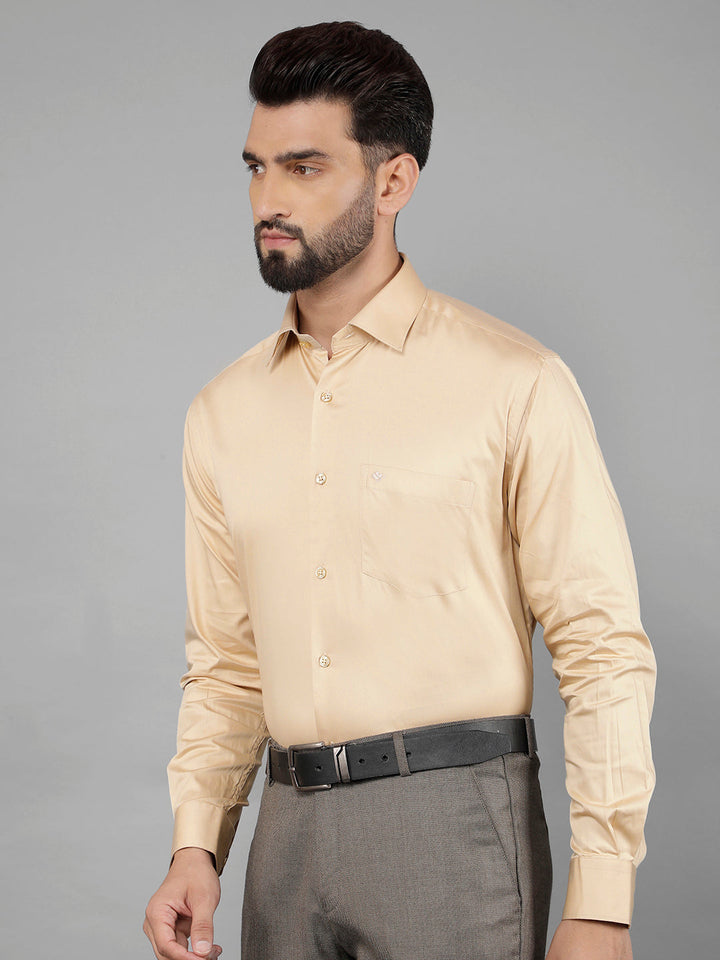 cobb solid beige smart-fit formal shirt