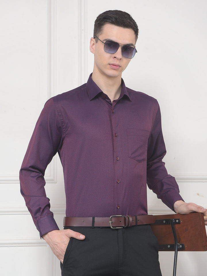 cobb purple solid smart-fit formal shirt
