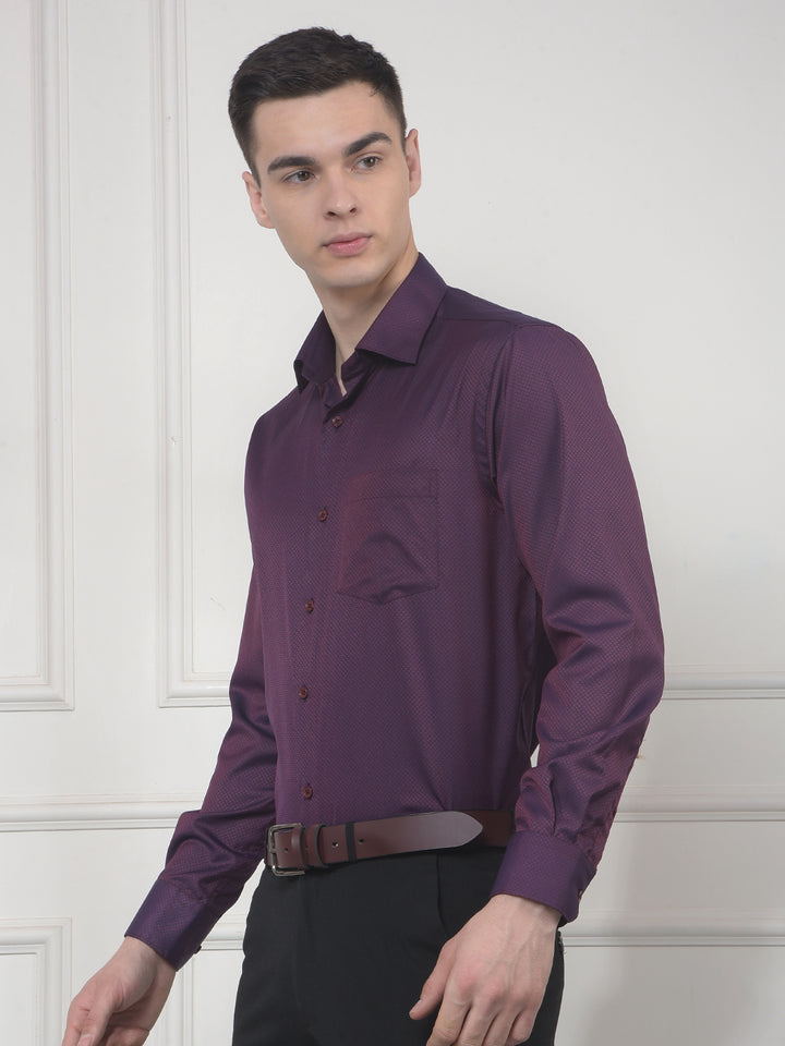 cobb purple solid smart-fit formal shirt