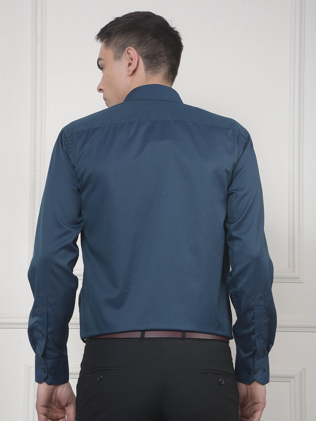 cobb dark green solid smart-fit formal shirt