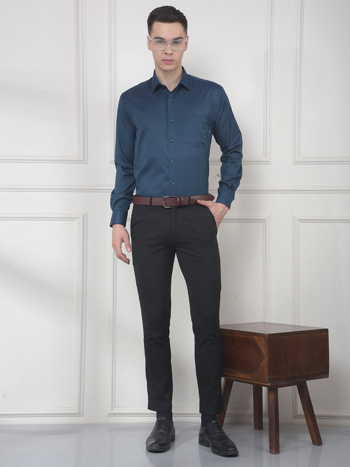 COBB DARK GREEN SOLID SMART-FIT FORMAL SHIRT