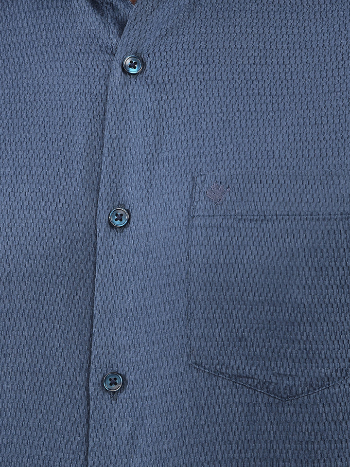 cobb blue self-design slim-fit formal shirt