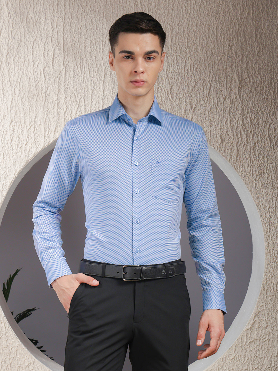 cobb blue checked smart-fit formal shirt