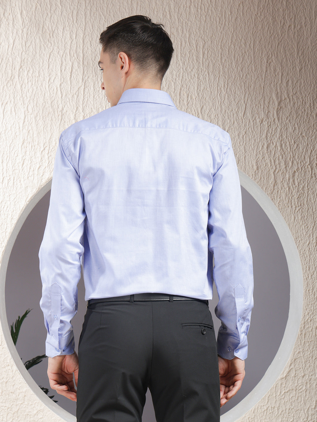 cobb blue self-design smart-fit formal shirt
