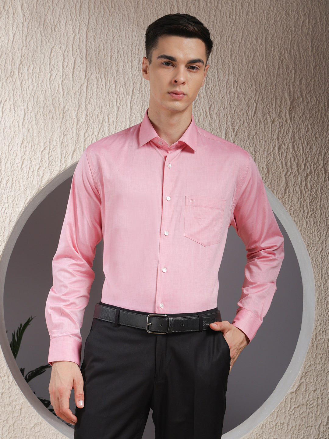 cobb pink self-design smart-fit formal shirt