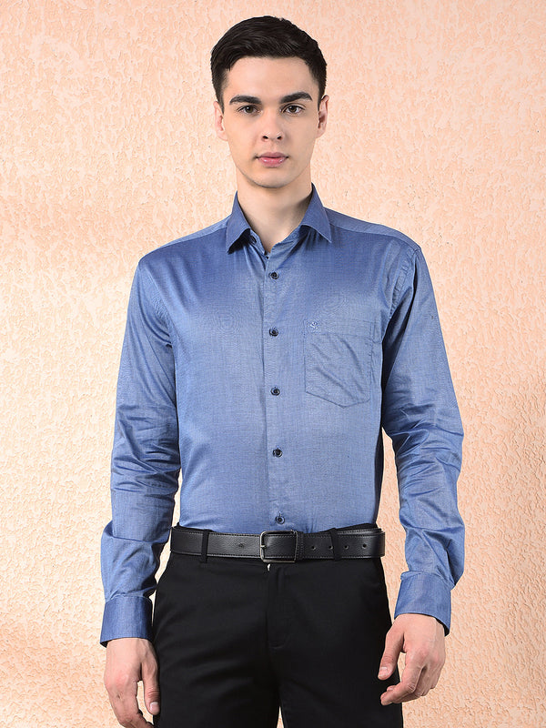 cobb lapis blue smart-fit formal shirt